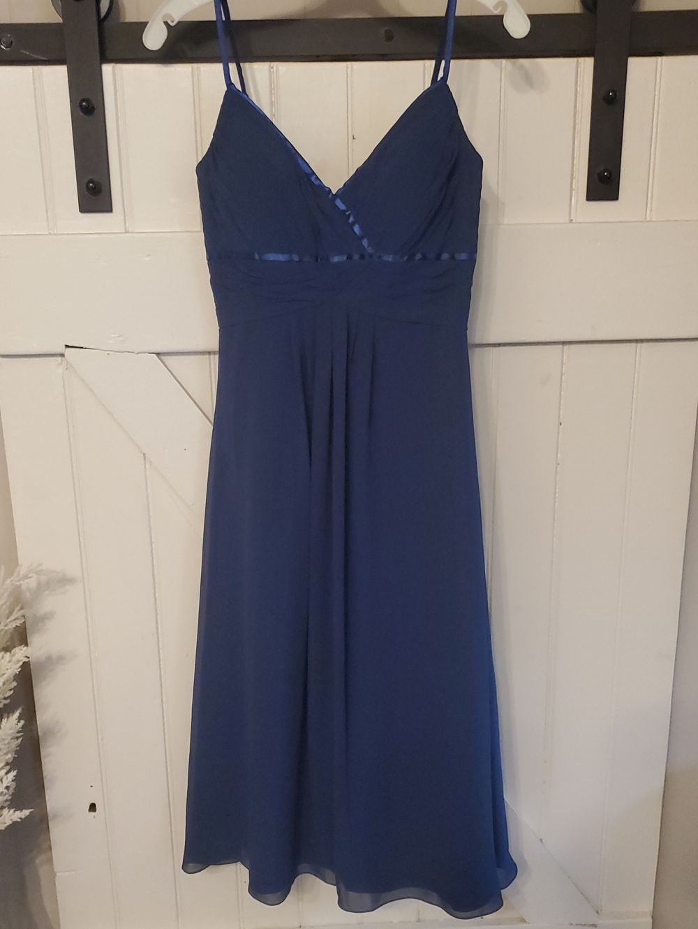 Blue Spaghetti-Strap Midi Dress